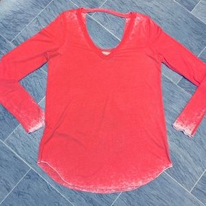 Chaser Coral Burnout Long Sleeve Top Cutout Back